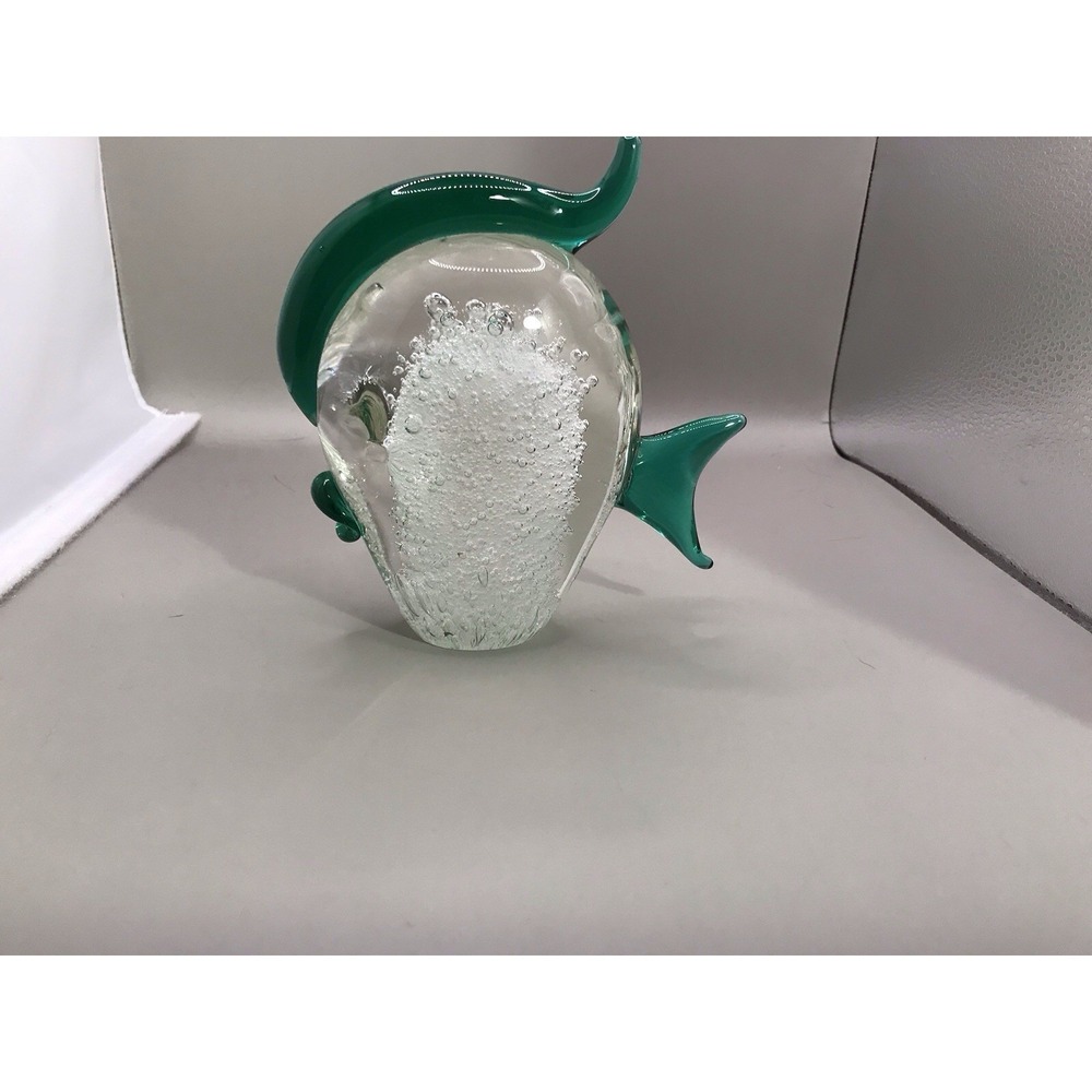 Hand blown Glass‎ Fish With Bubbles 6"